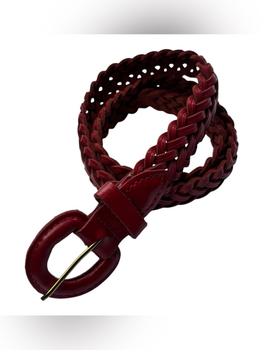 Women’s Braided Red Leather Belt Size Small